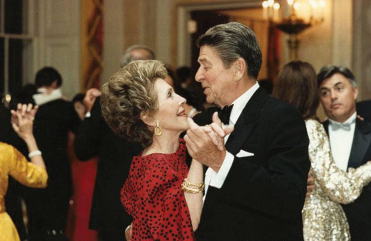 Nancy and Ronald Reagan dancing