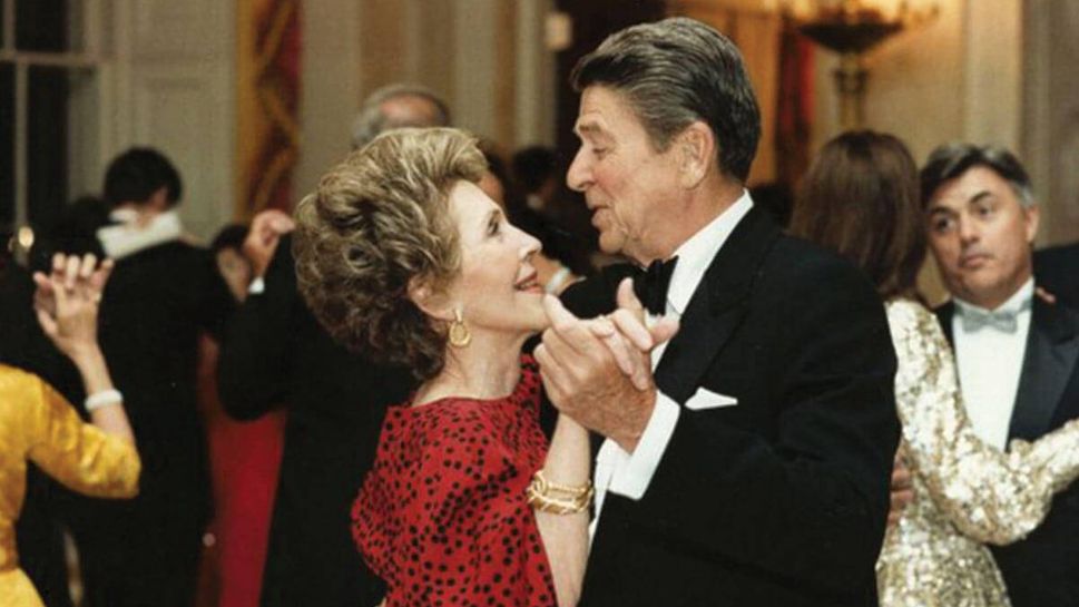 Nancy and Ronald Reagan dancing