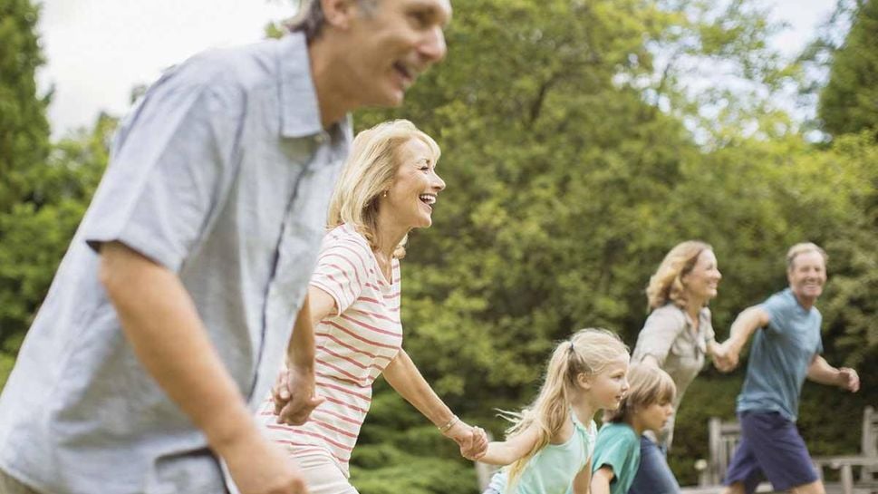 Family playing outdoor games