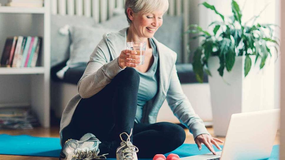 Woman exercising at home