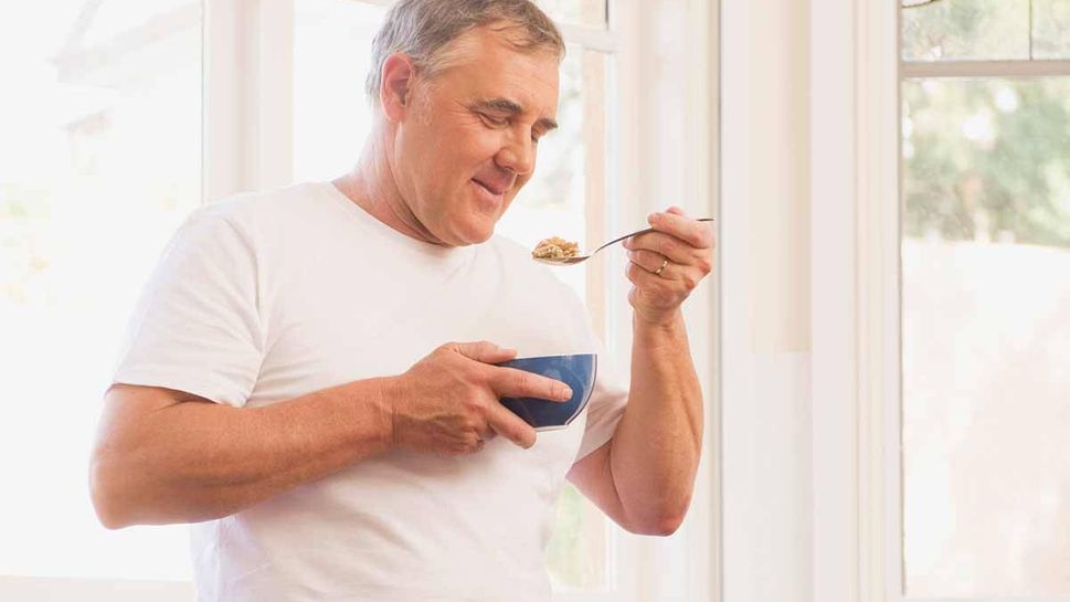 Man eating breakfast