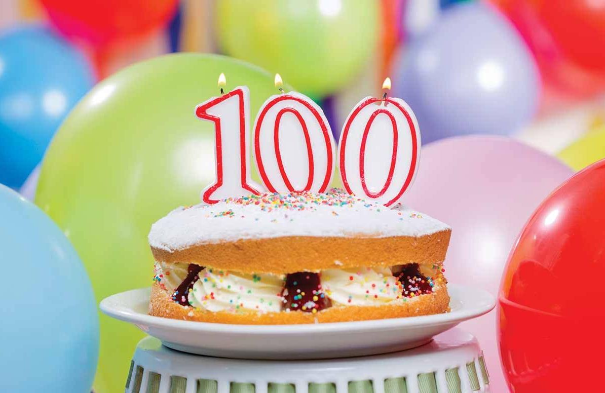 100 candles birthday cake
