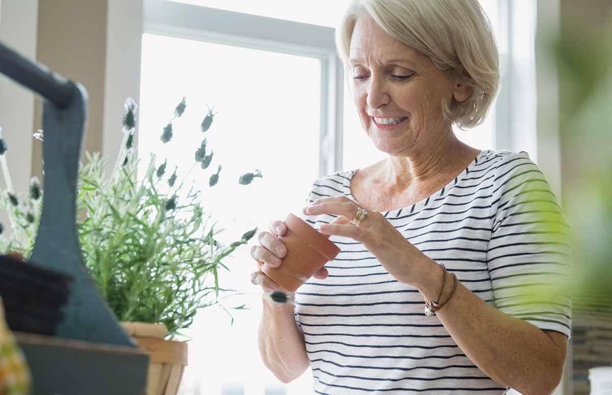 Woman gardening at home