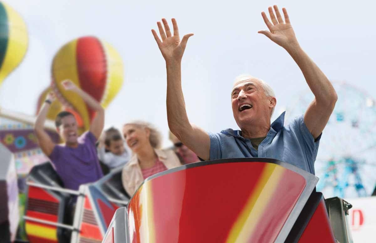 Riding a roller coaster