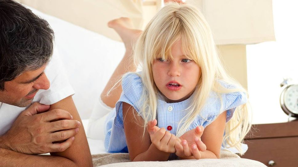 Young girl upset and talking