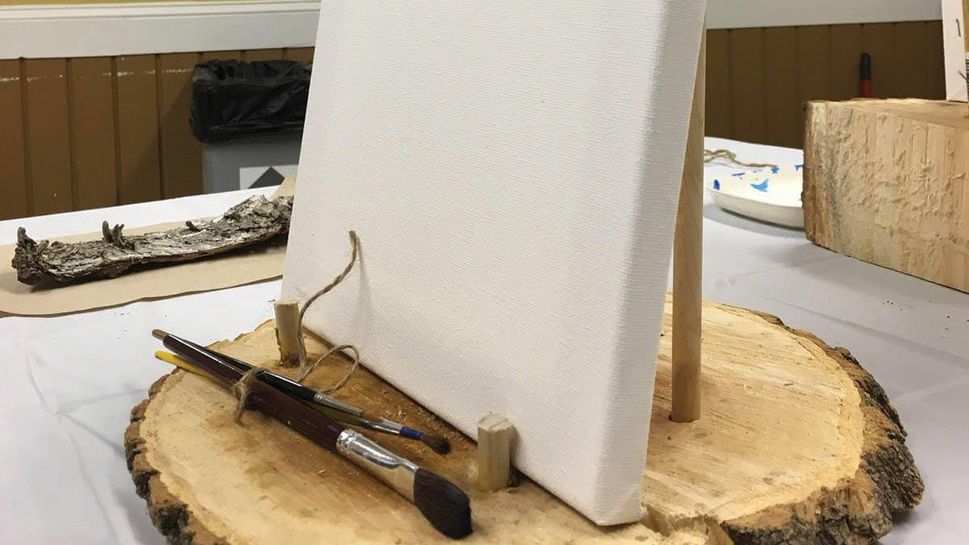 A blank canvas on a rustic easel awaited me at my spot in the painting class at Dodge Nature Center near my home in Minnesota.