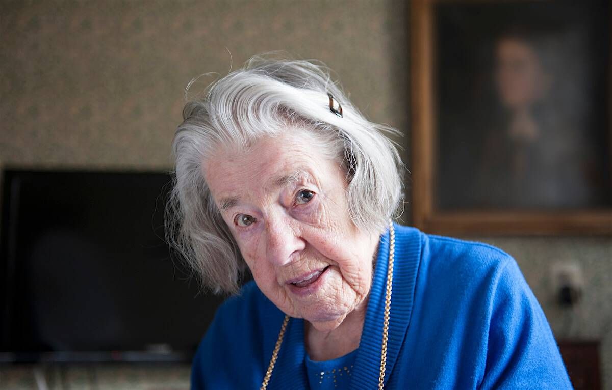 Portrait of a 99-year-old woman at home