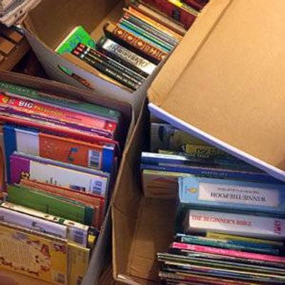 It turns out the decluttering bug is contagious. My kids helped me sort and pack up dozens of books for donation.