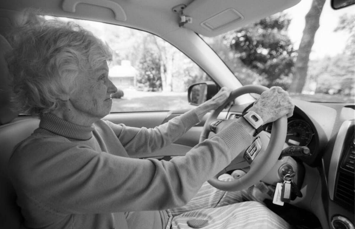 Woman driving car