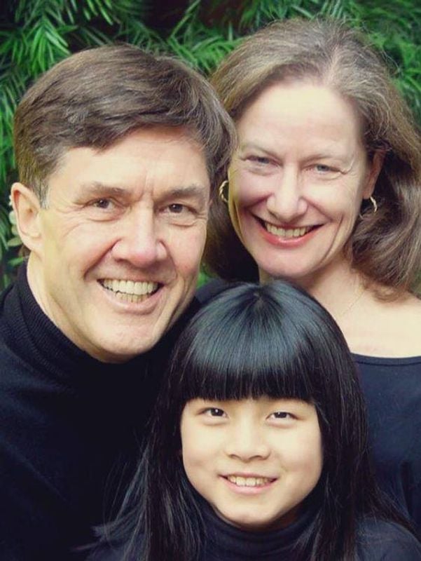 The author, her late husband and their daughter