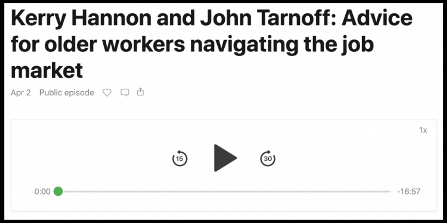 Kerry Hannon and John Tarnoff: Advice for older workers navigating the job market