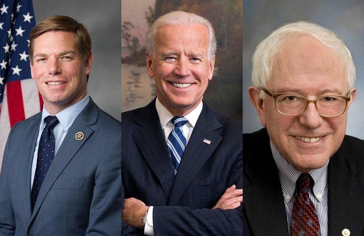 Eric Swalwell, Joe Biden, and Bernie Sanders