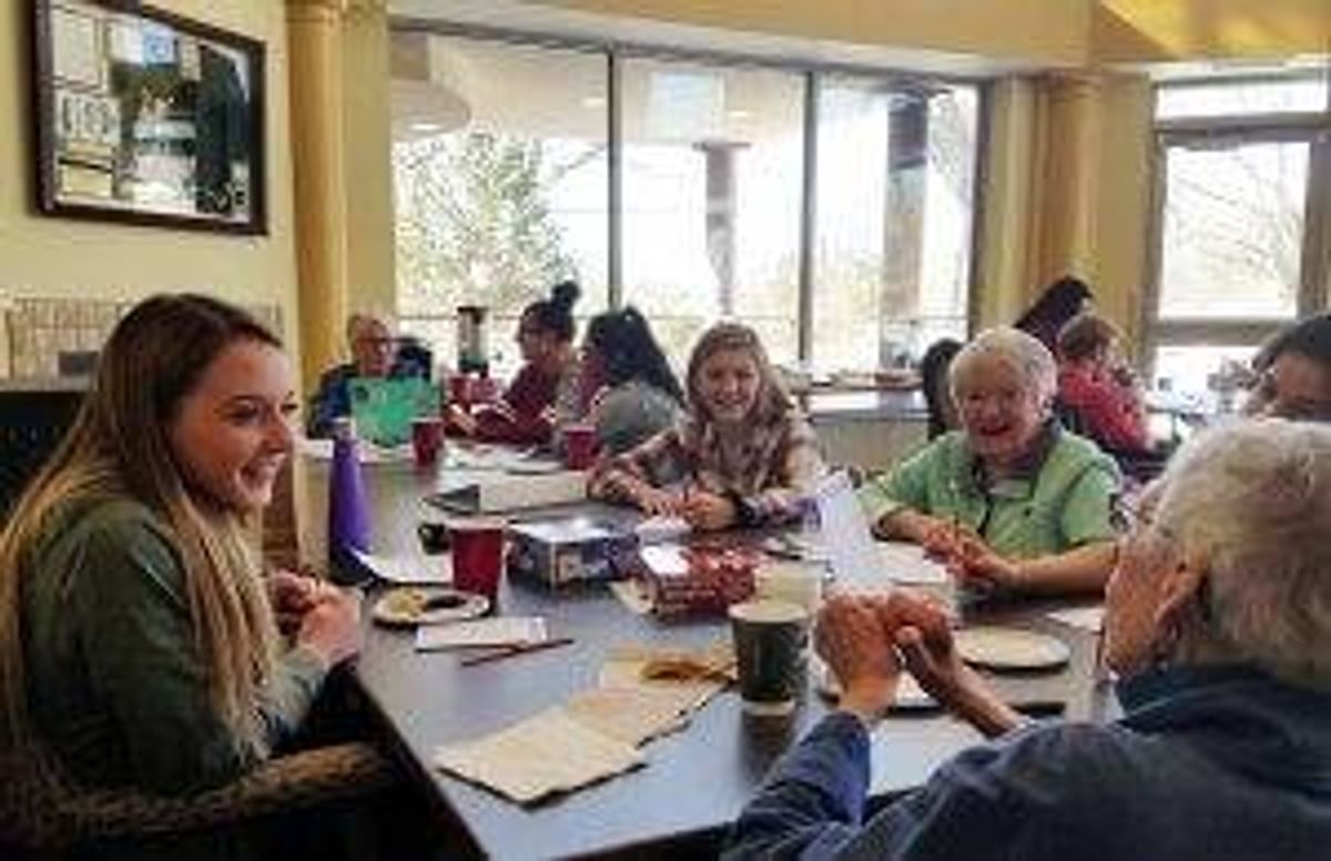 The Longevity Games (Training Day 1): Students from the Science of Aging course at St. John Fisher College gather with their Elder Collaborators to train their bodies and minds. Creative-thinking games are an excellent way to keep a limber brain while spending quality time with friends old and new.