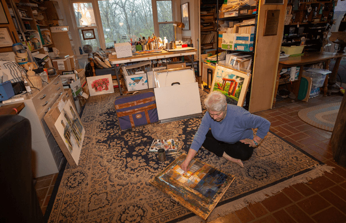 Of the dedicated space for creating art in her home, Bradley says, “Actually, my whole house is a studio. I paint too much!” 