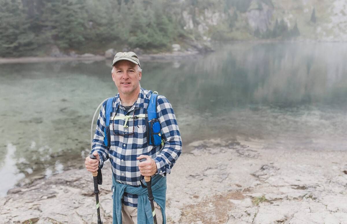 Mark Schmitt hiking in Oregon during his gap time.