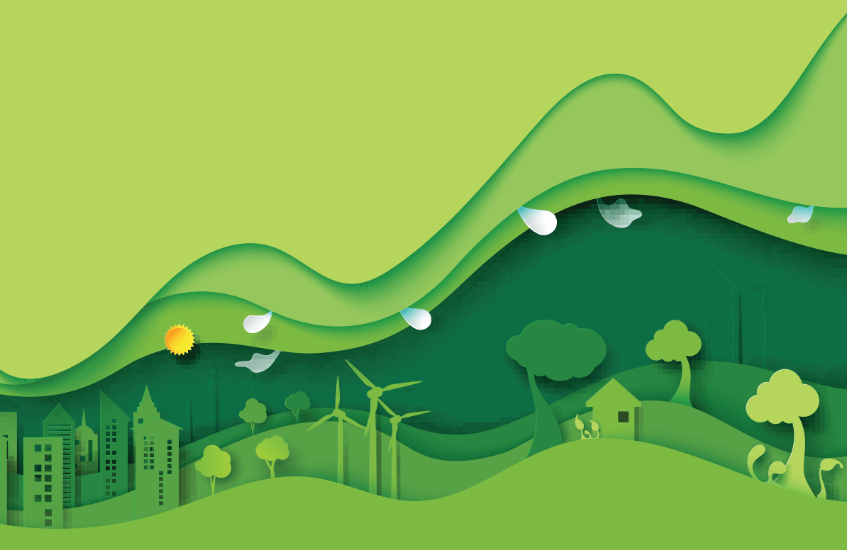 abstract illustration of a community powered by green energy