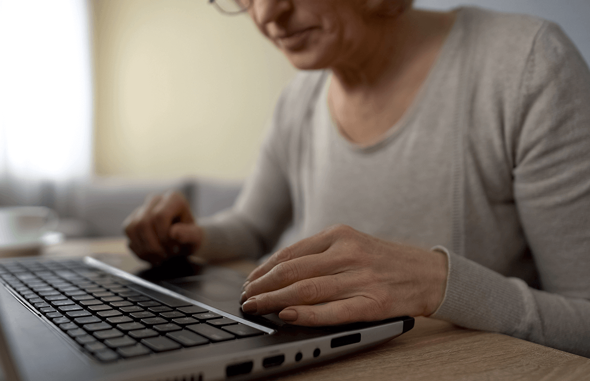 Woman sitting at a laptop computer