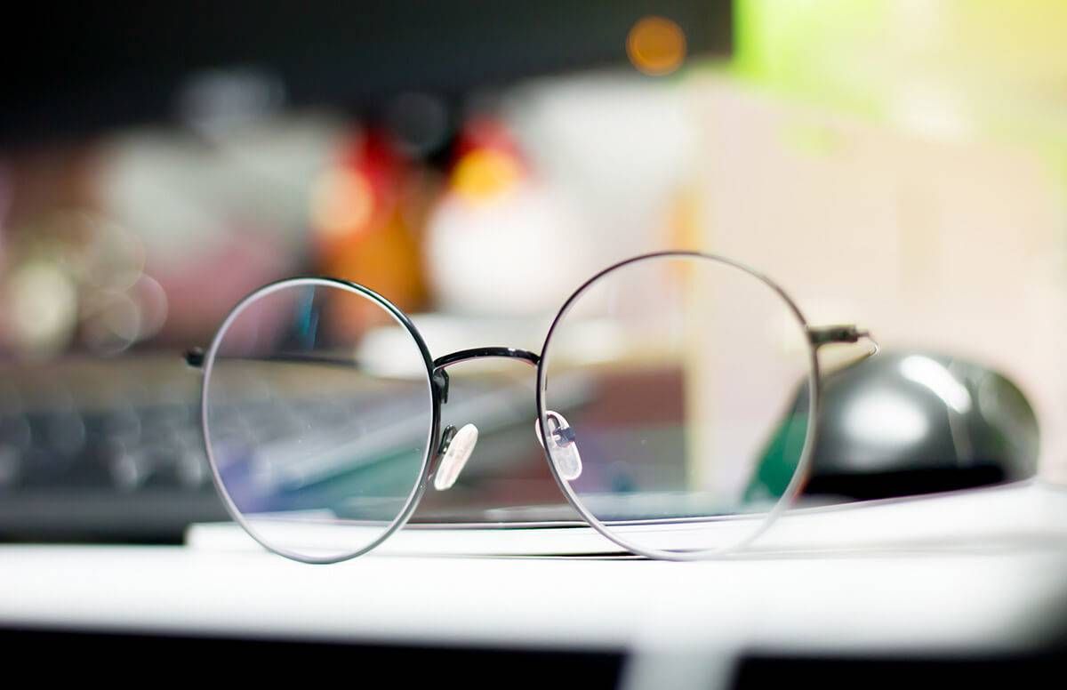 Glasses on the table in office.