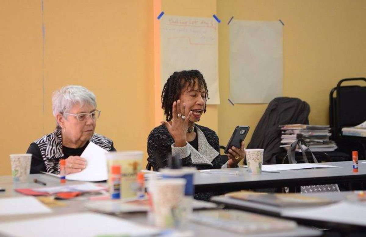 Beverly J. Davis reads part of her memoir to fellow students