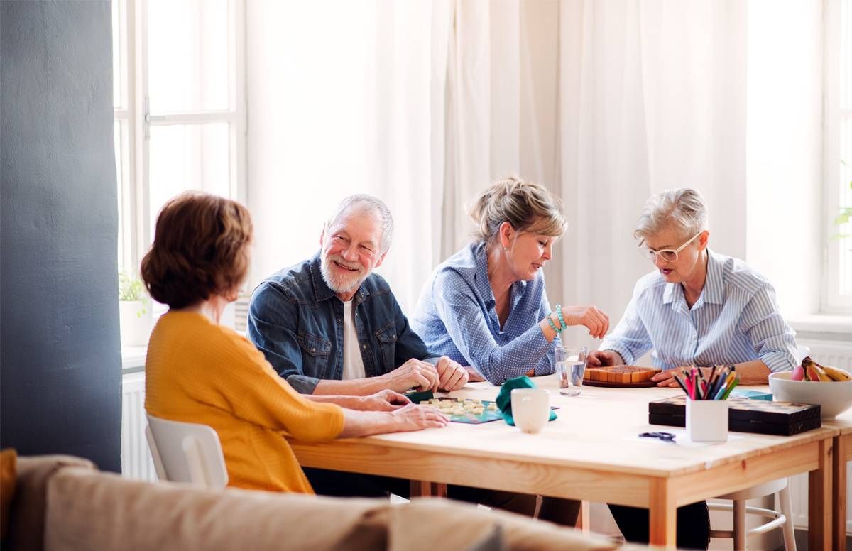 People playing mah jongg