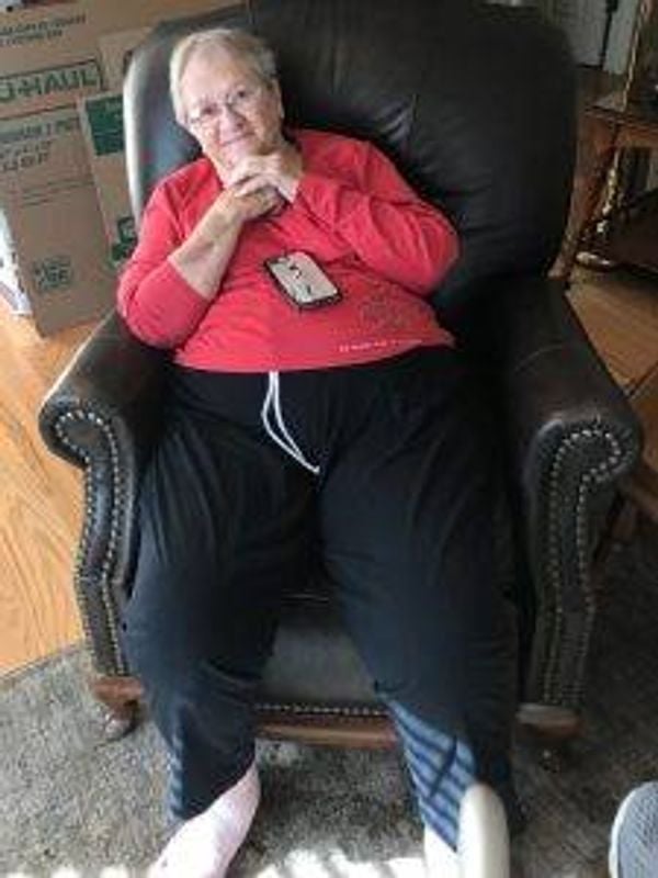 Photo of the author's mother in a recliner