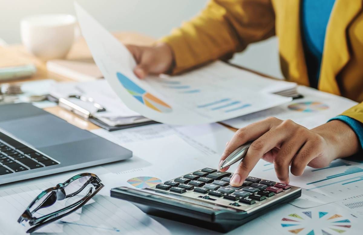 Woman doing her taxes