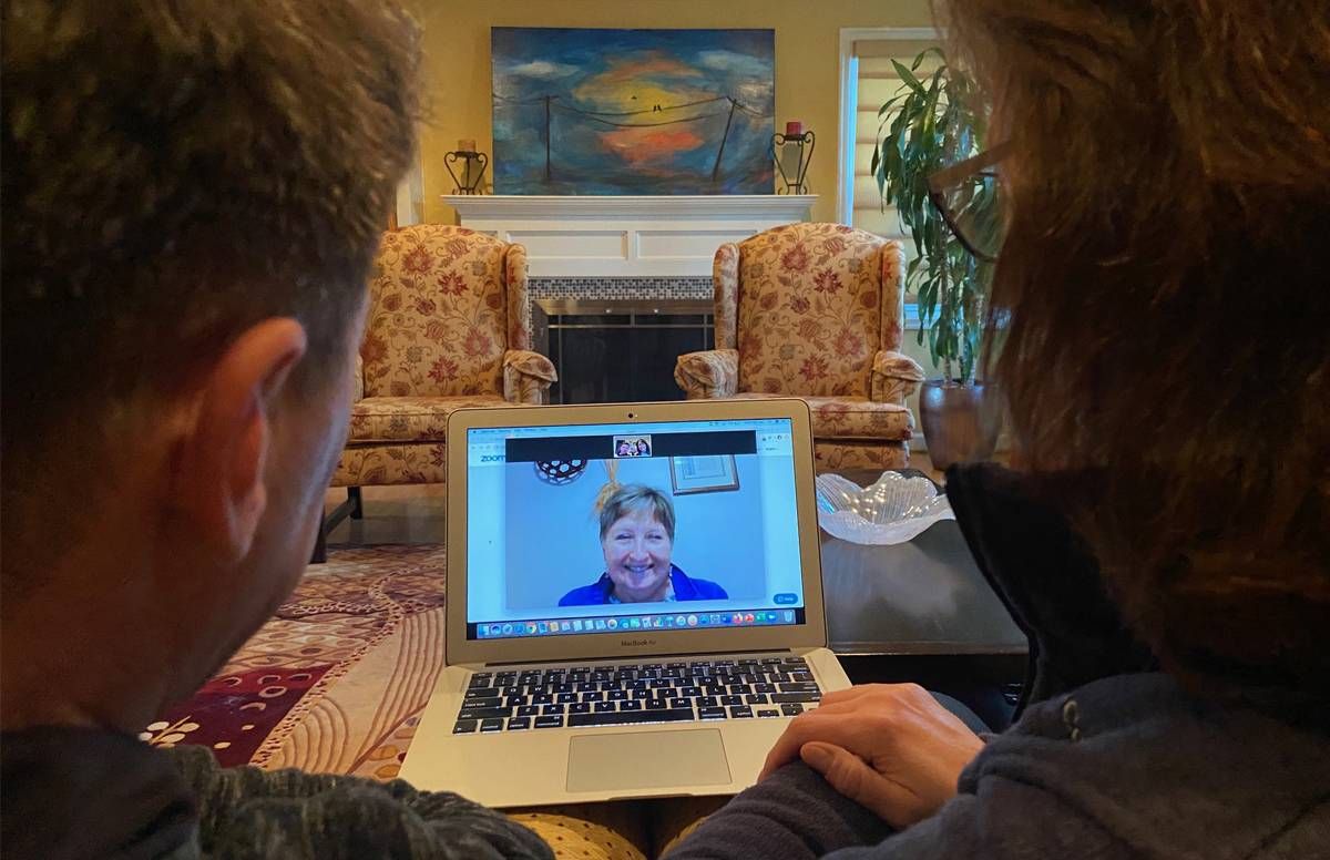 Rich and Kirsten Meneghello on a recent Zoom call with Rich’s mother, Margaret “Marge” Meneghello