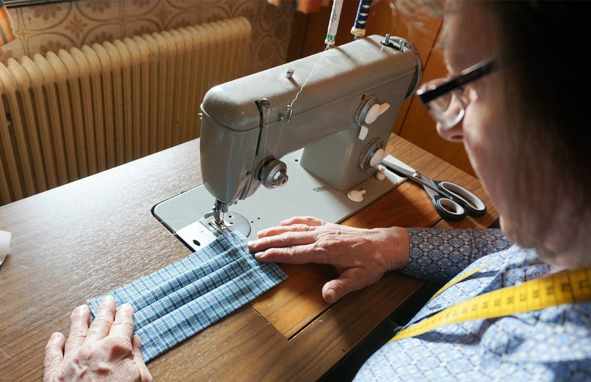 Woman at sewing machine