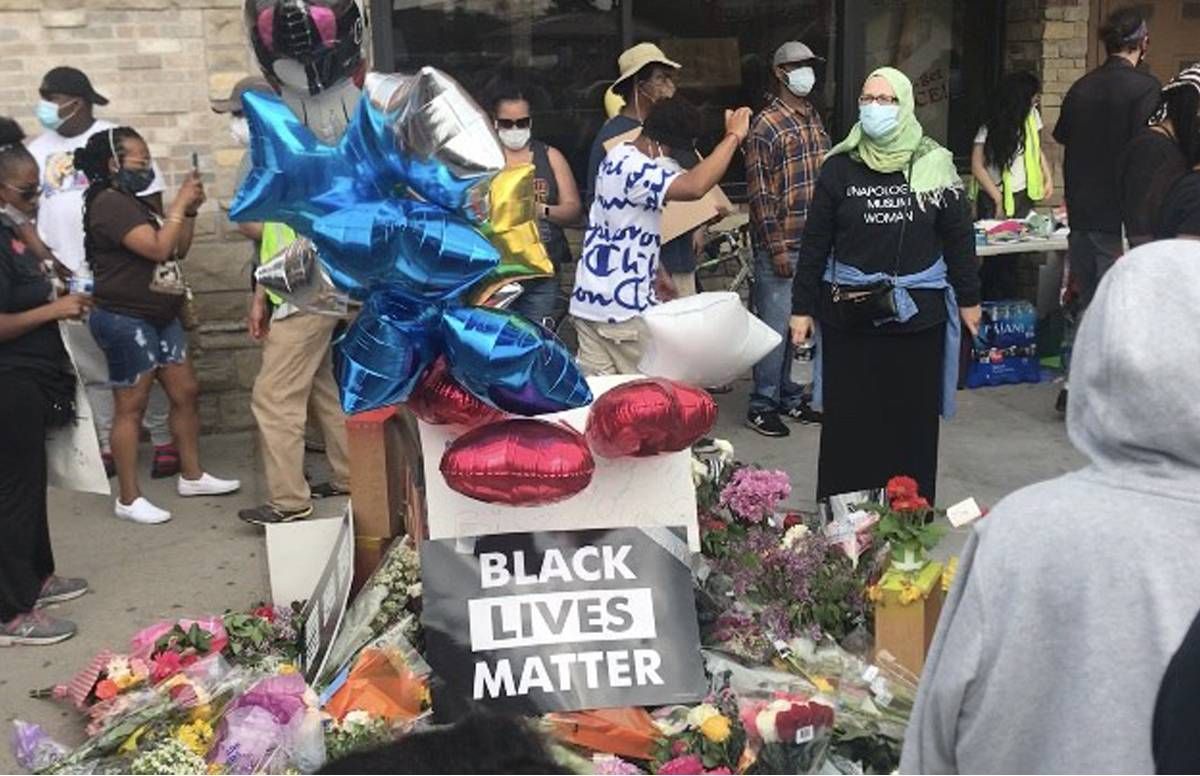 Vigil in Minneapolis near the site where George Floyd was killed