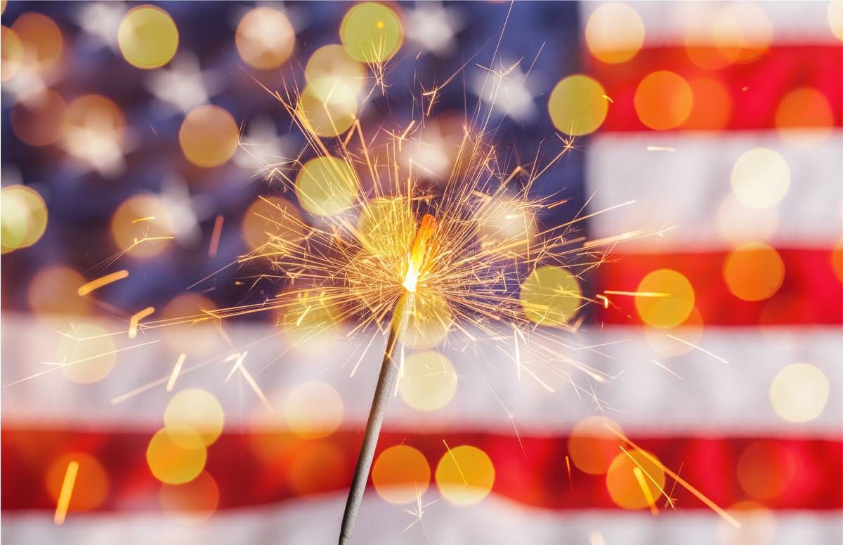 flag and sparkler