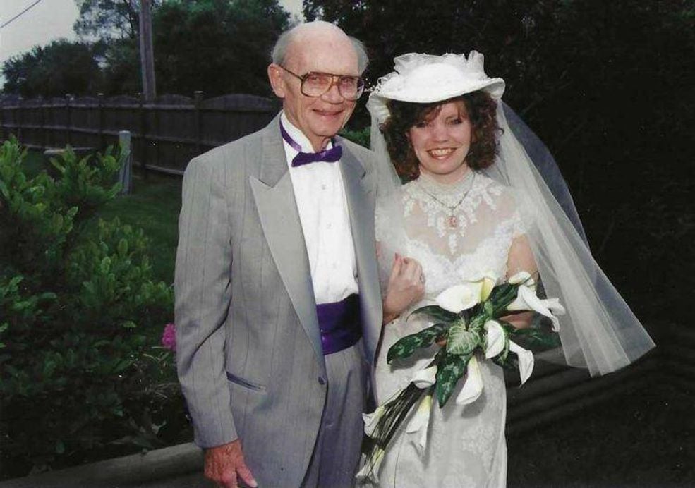 Kelly and her father Jack on her wedding day