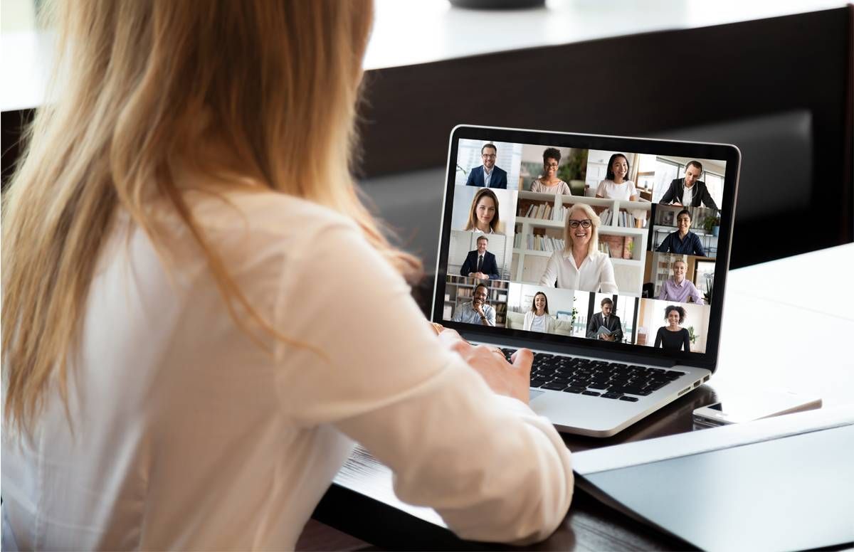 woman on Zoom call at work