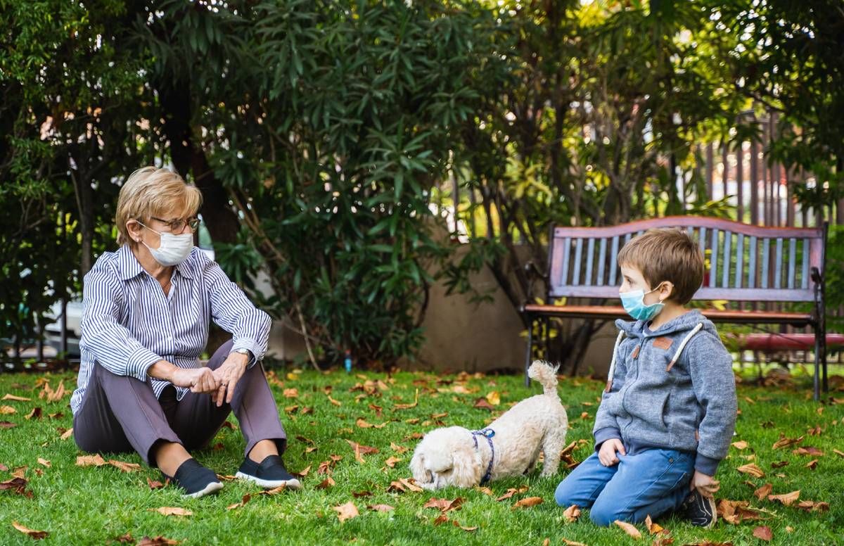 grandparent wearing a mask