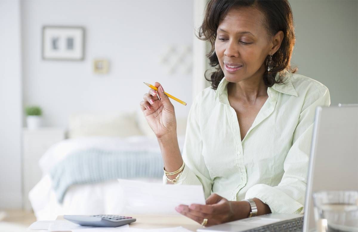 woman paying bills