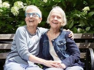 Wives Cindy Mermin (left) and Helen McDermott in 2017