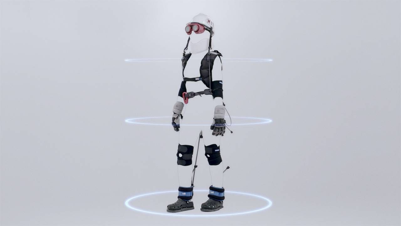The MIT AgeLab's AGNES aging suit, designed to help younger users walk in the shoes of an older person.
