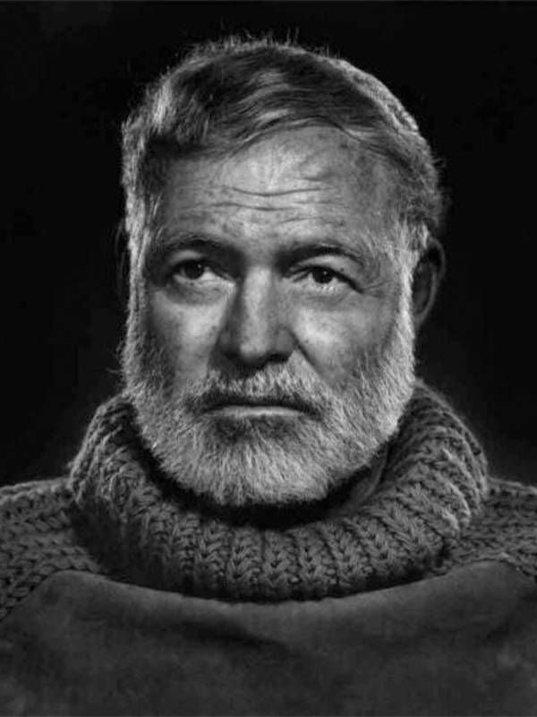 Black and White image of Hemingway wearing turtleneck sweater, Next Avenue