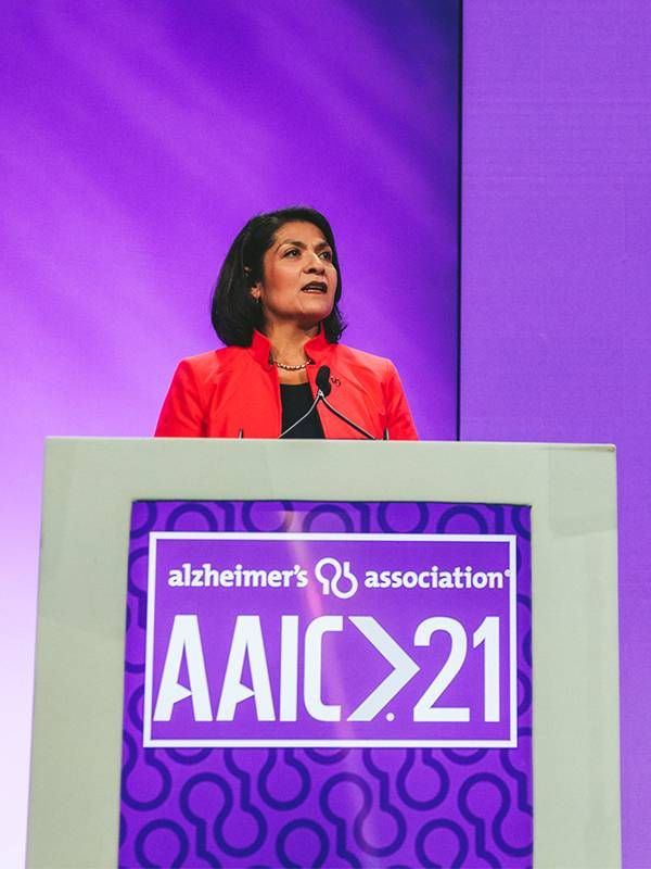 A speaker at the Alzheimer's Association International Conference 2021. Next Avenue