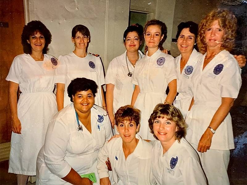 An old photo of a group of nursing students. Next Avenue, malaria, mother, mom