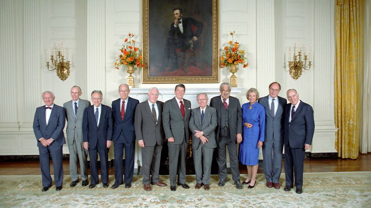 The U.S. Supreme Court Justices with former President Ronald Reagan. Next Avenue, Sandra Day O'Connor