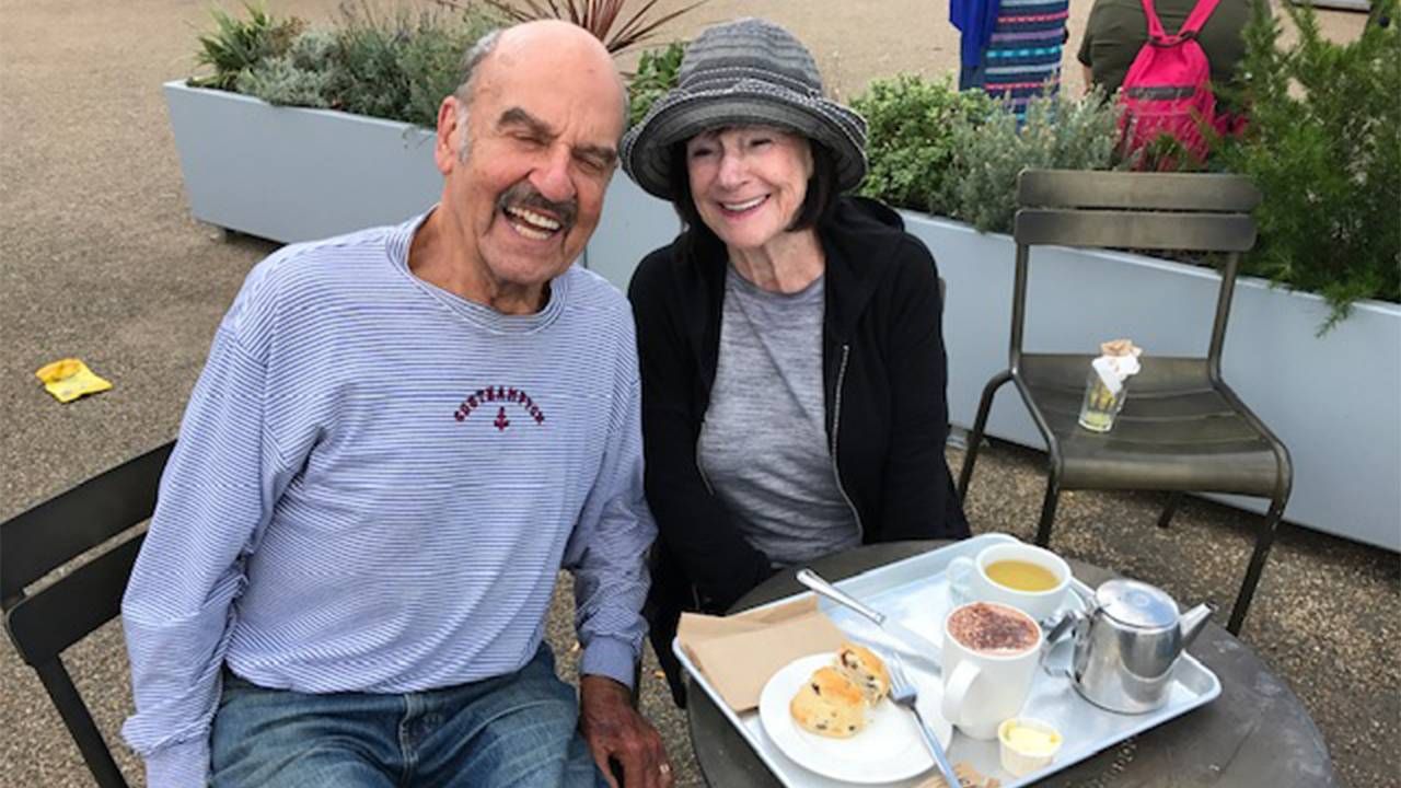 The author sitting at an outdoor cafe with his late wife. Next Avenue, pandemic, promise, depression