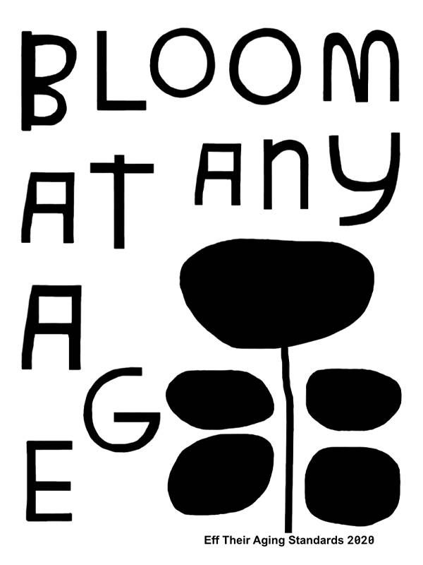Graphic artwork that says, "Bloom at Any Age". Next Avenue
