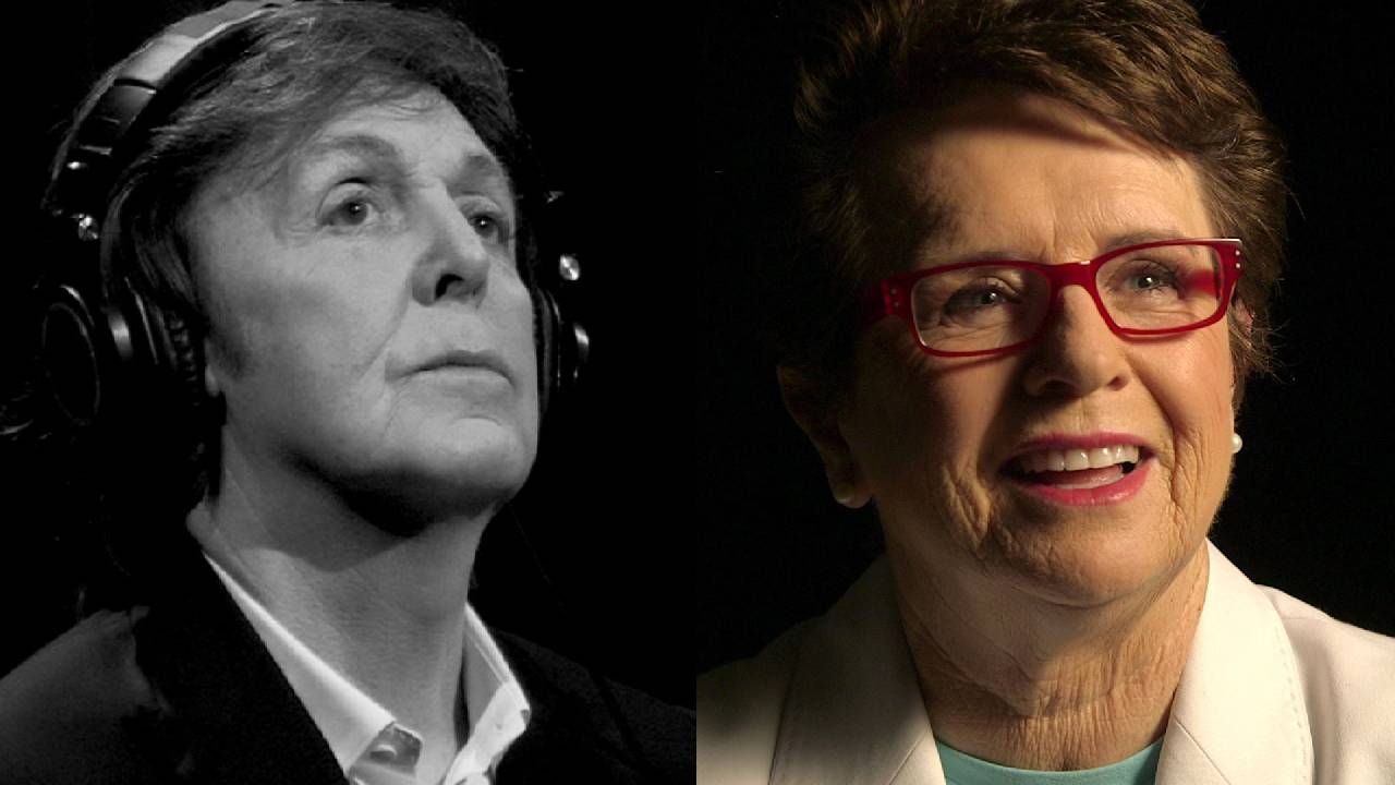 Side-by-side photos of Paul McCartney and Billie Jean King. Celebrity memoirs, Next Avenue