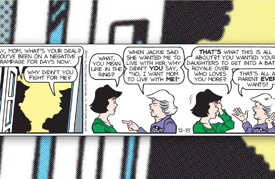 A Sally Forth comic strip, where she is arguing with her mother. Next Avenue, comics, aging