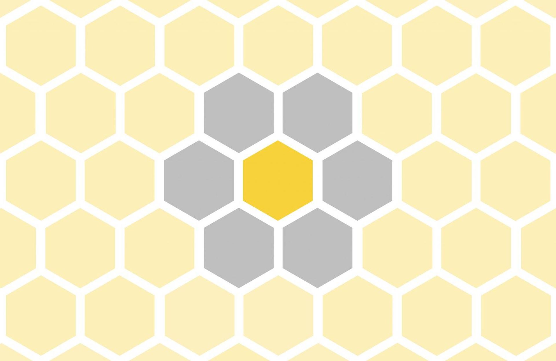 A repeated pattern of hexagonal shapes in a panagram style. Next Avenue, Spelling Bee Game, panagram