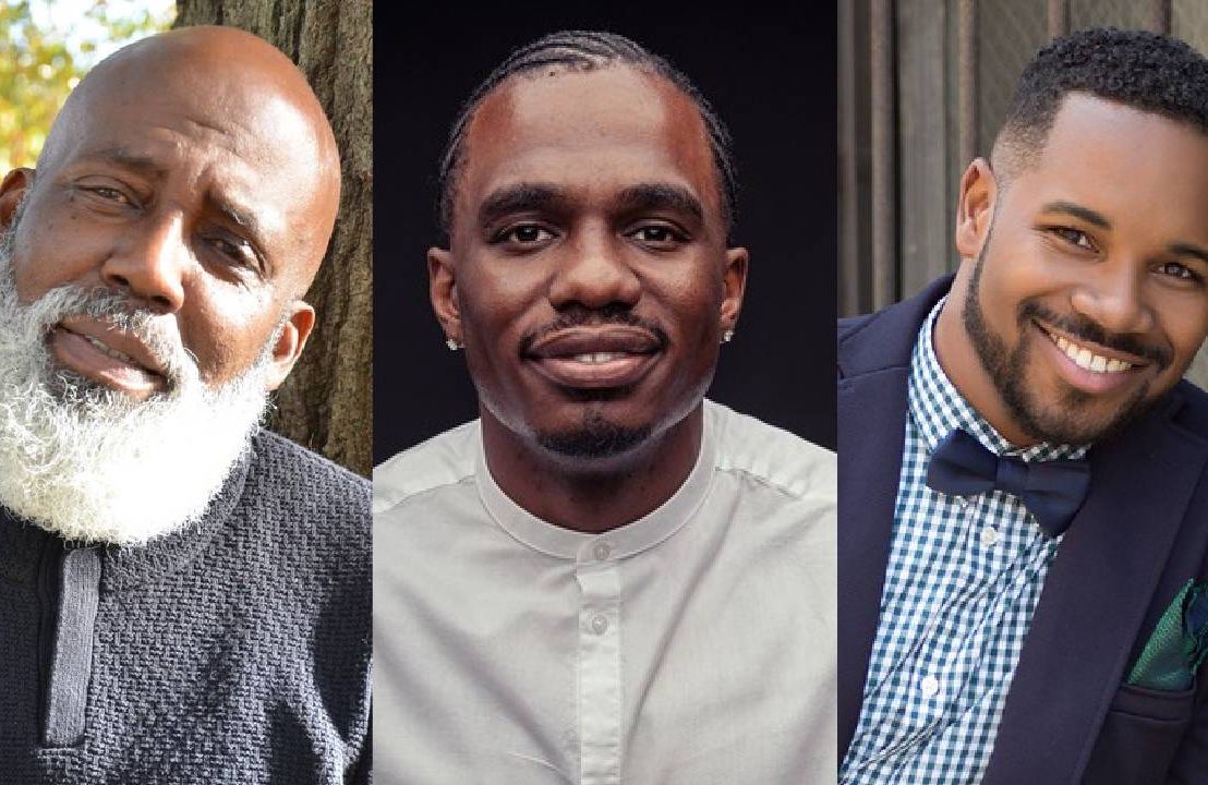 Three side-by-side photos of men smiling. Next Avenue, Black men grief, therapy