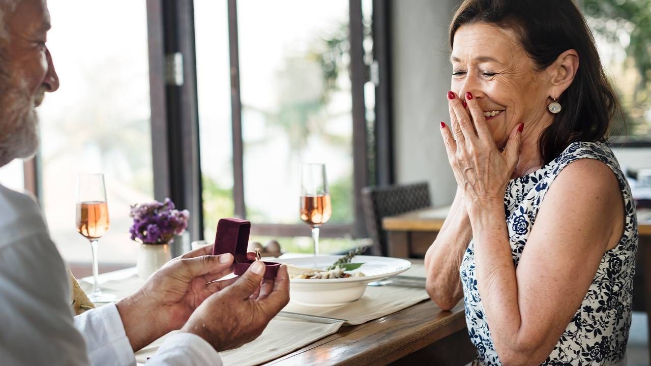 An older couple getting engaged. Next Avenue, second marriage finances