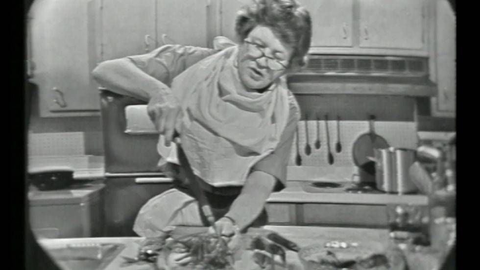 Julia Child in the kitchen