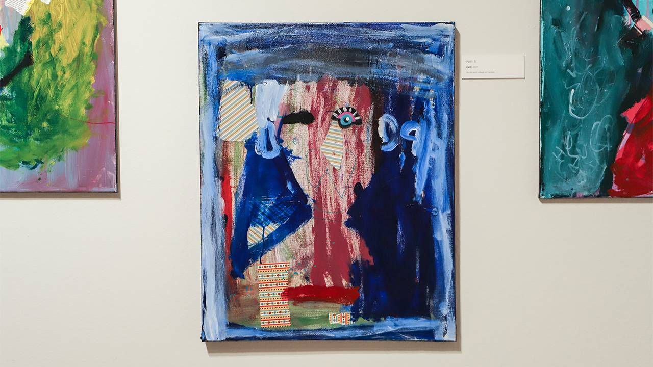 A colorful self-portrait hanging on a gallery wall. Next Avenue, older adults with disabilities