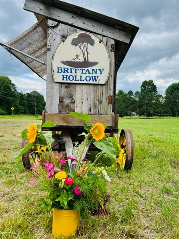 A bouquet of flowers in front of a farm stand sign. Next Avenue, Flower picking farms